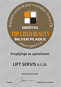 Certifikát top quality Silver plaque